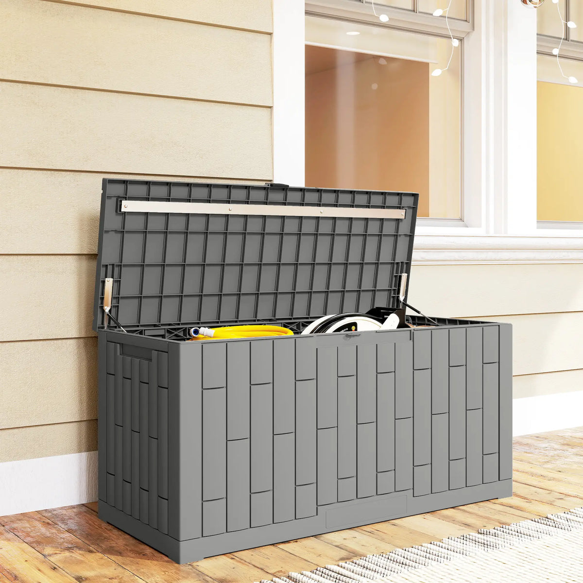 80 Gallon Resin Deck Box, Lockable Outdoor Storage, Splash And UV Resistant Patio Storage Boxes at Gallery Canada