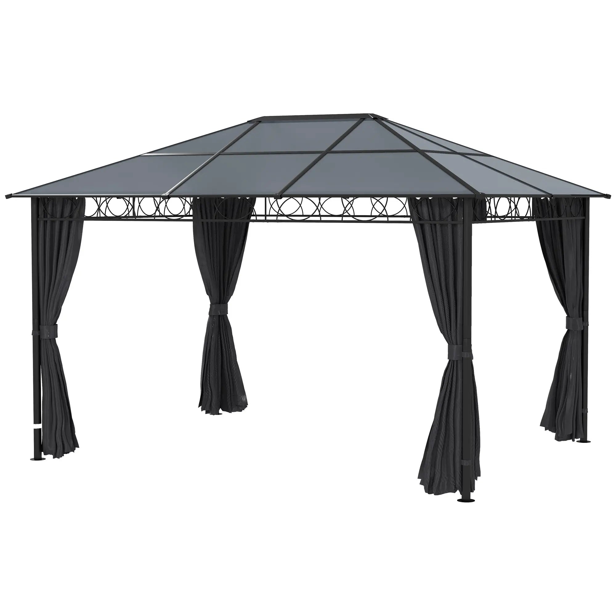 13' x 10' Polycarbonate Hardtop Gazebo, Aluminum Frame, Dark Grey Gazebos Dark Grey at Gallery Canada
