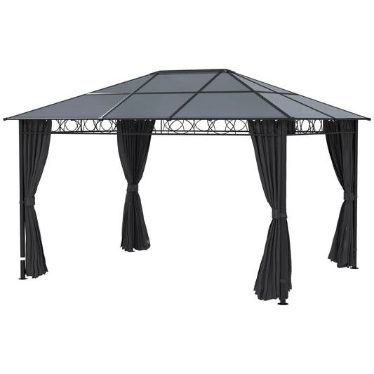 13' x 10' Polycarbonate Hardtop Gazebo, Aluminum Frame, Dark Grey Gazebos Dark Grey at Gallery Canada