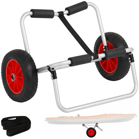 198LBS Kayak Cart, Foldable Canoe Dolly, Aluminum Frame, Silver Kayak Carts Silver, Black, Red at Gallery Canada