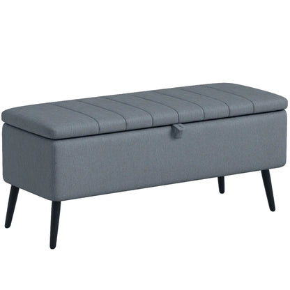40" Ottoman with Storage, Linen Upholstered Bench, Dark Grey Storage Ottomans & Benches at Gallery Canada