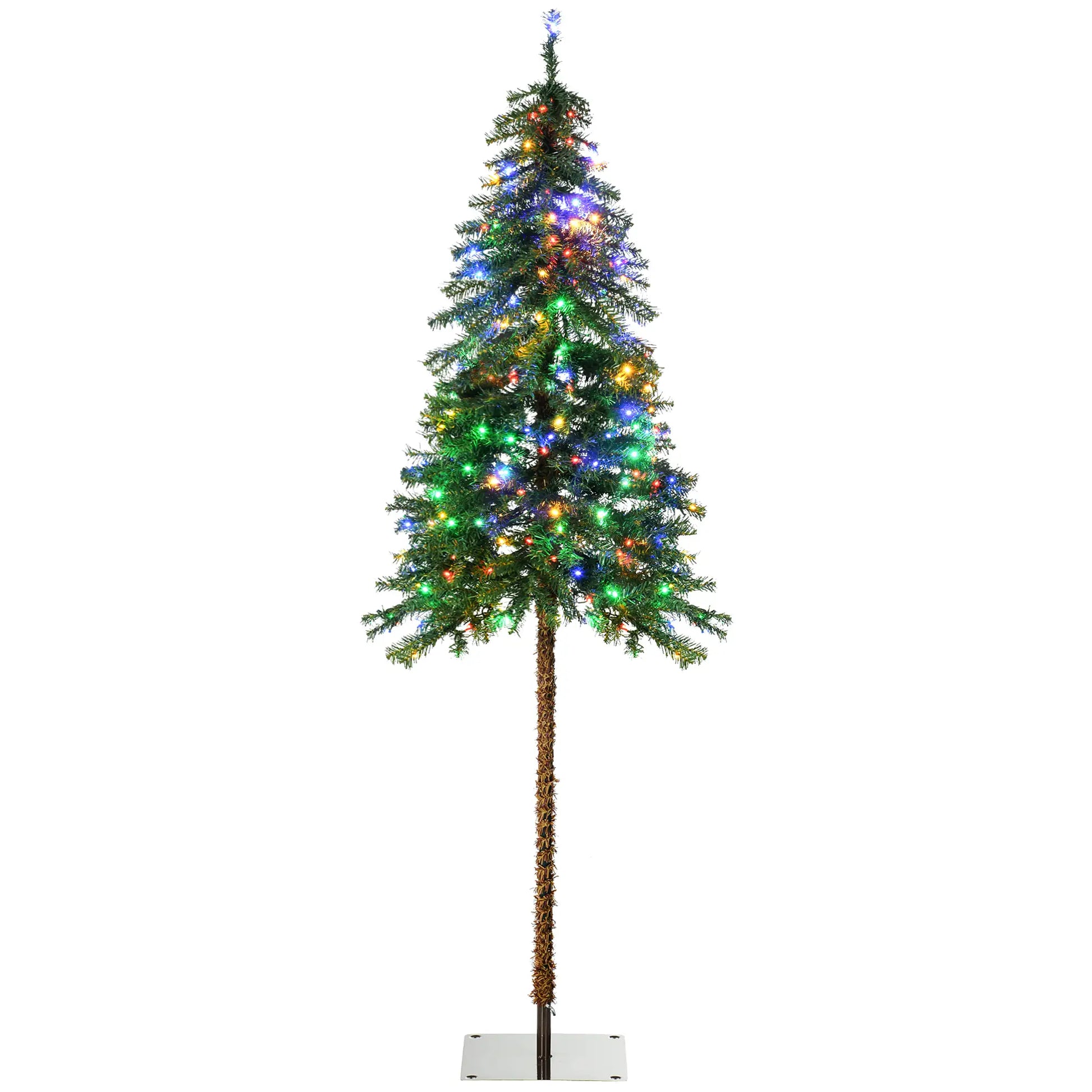 6' Artificial Christmas Tree, Pencil Shape, Steel Base, Warm White or Colorful LED Pencil Christmas Trees Green at Gallery Canada