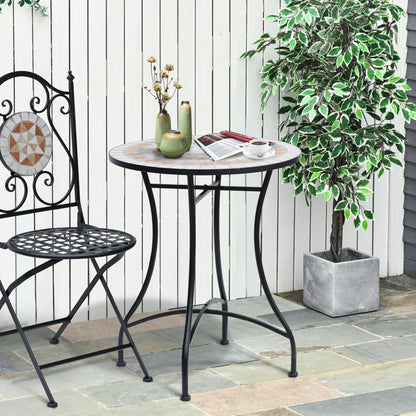 23.5" Round Mosaic Patio Table, Metal Outdoor Coffee Table, Ceramic Top Patio Side Tables at Gallery Canada