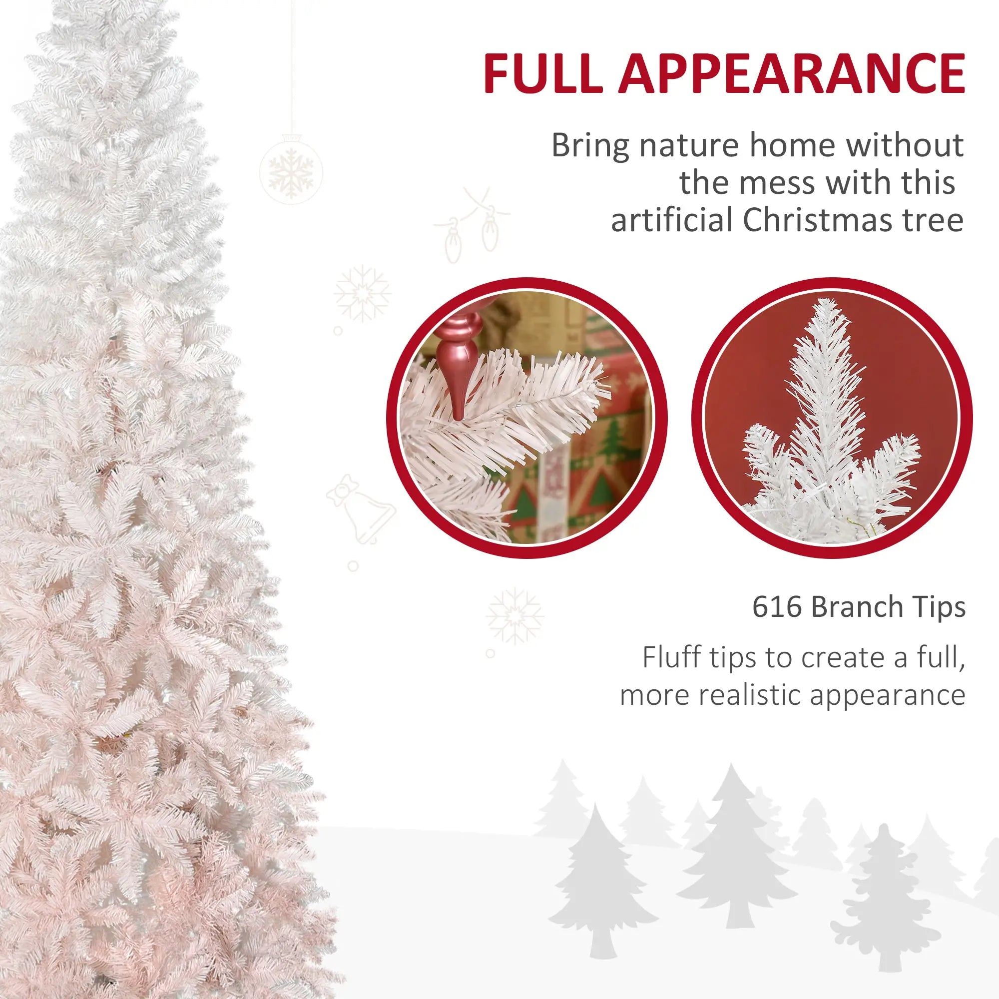 7ft Pencil Artificial Christmas Tree, Pine Realistic Branches, Auto Open, Pink White Pencil Christmas Trees at Gallery Canada