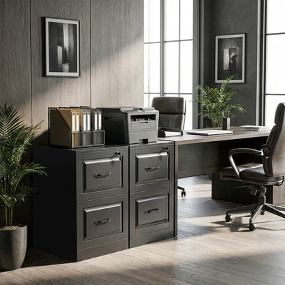 2 Drawer File Cabinet With Lock, Vertical Filing Cabinet, Black Office Cabinets & Cupboards at Gallery Canada