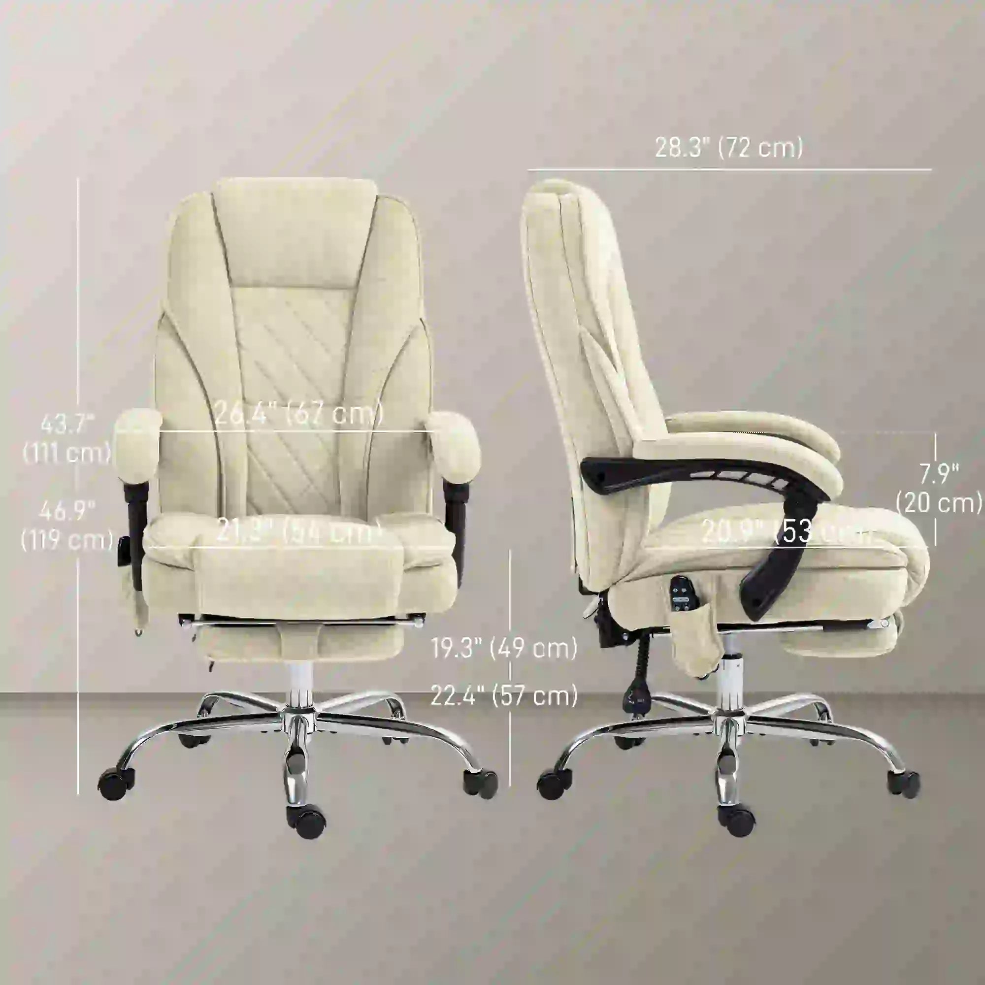 Massage Office Chair, Reclining Computer Chair, Adjustable Height, Footrest, Beige Massage Chairs at Gallery Canada
