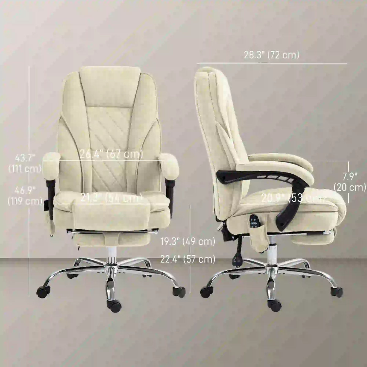 Massage Office Chair, Reclining Computer Chair, Adjustable Height, Footrest, Beige Massage Chairs at Gallery Canada