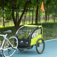 2 Seat Bike Trailer for Kids, Baby Stroller with Storage Bag, 5 Point Harness, Bicycle Trailer with 20" Wheels, Green Kids Bike Trailers at Gallery Canada