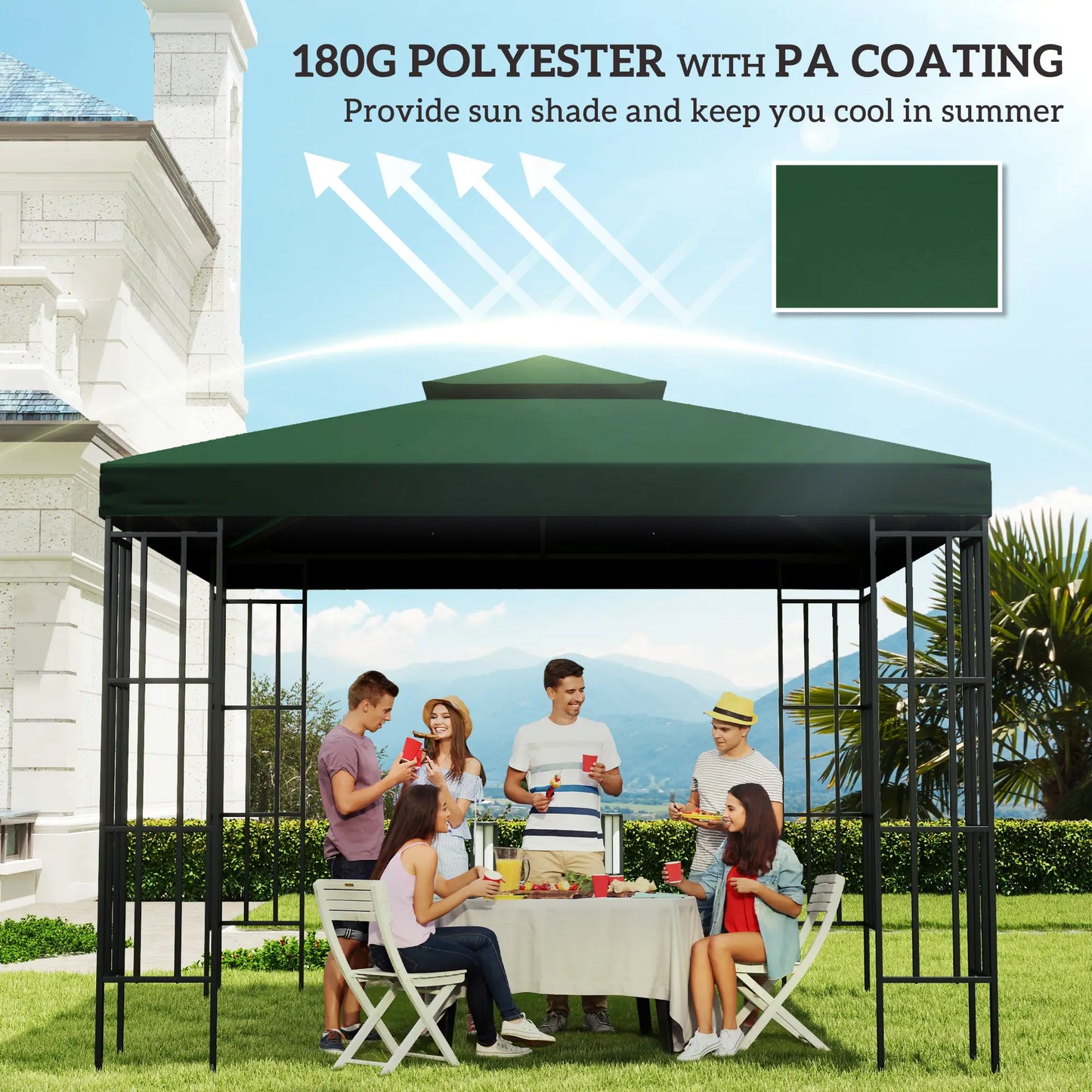 10' x 10' Gazebo Canopy Replacement, 2-Tier Top Cover, Green Gazebo Canopy Replacement at Gallery Canada