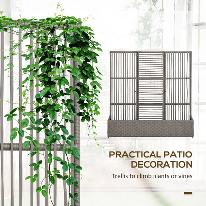 Raised Garden Bed with Lattice Trellis, Rattan Planter with Storage, Grey Raised Garden Beds at Gallery Canada