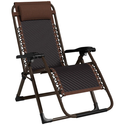 Outdoor Zero Gravity Chair, Folding PE Rattan Recliner, Brown Lounger Chairs at Gallery Canada