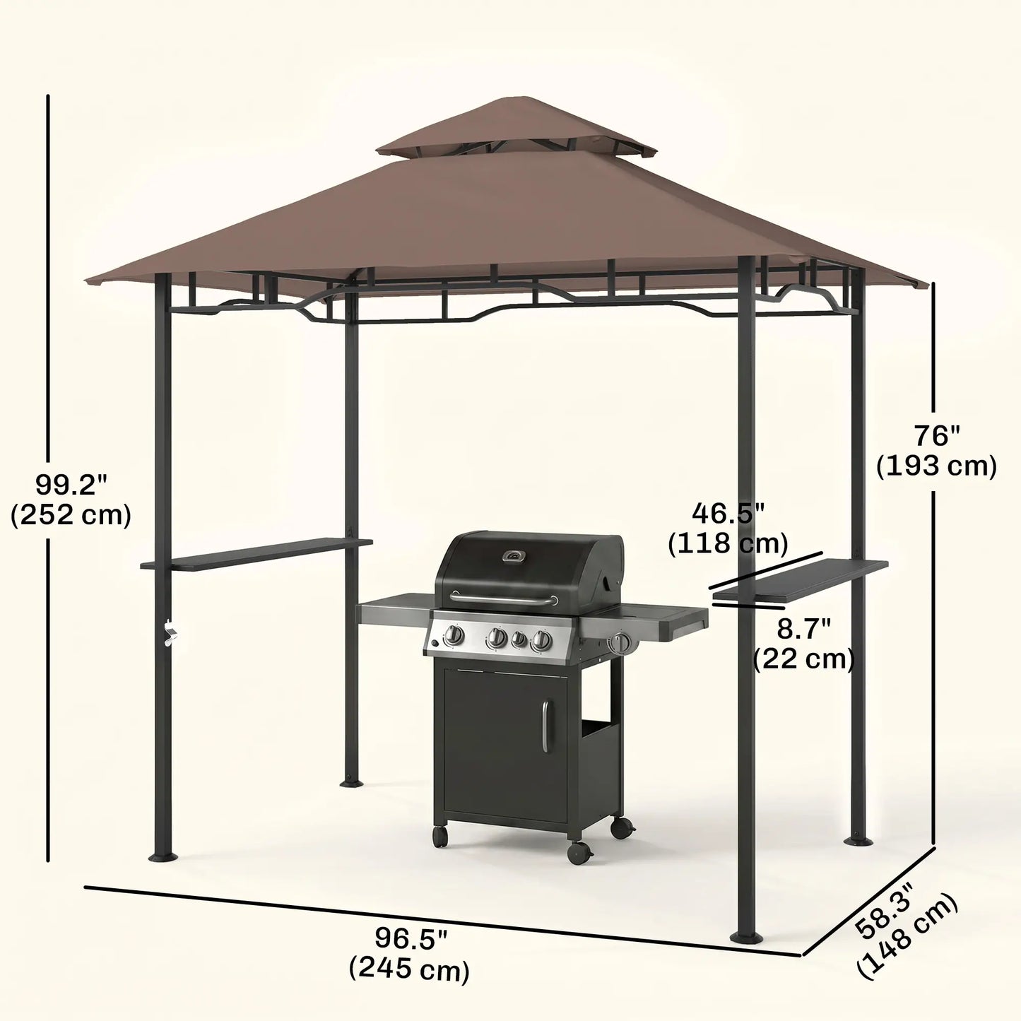 8' x 5' BBQ Grill Gazebo Tent, Double Tiered Canopy, Outdoor Sun Shade BBQ Grill Gazebos at Gallery Canada