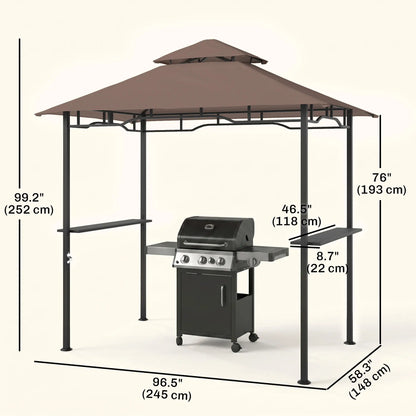 8' x 5' BBQ Grill Gazebo Tent, Double Tiered Canopy, Outdoor Sun Shade BBQ Grill Gazebos at Gallery Canada
