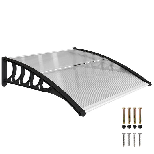 40.6" x 38" Polycarbonate Awning Door Canopy, UV Protection, Clear Door Awnings Black, Clear at Gallery Canada