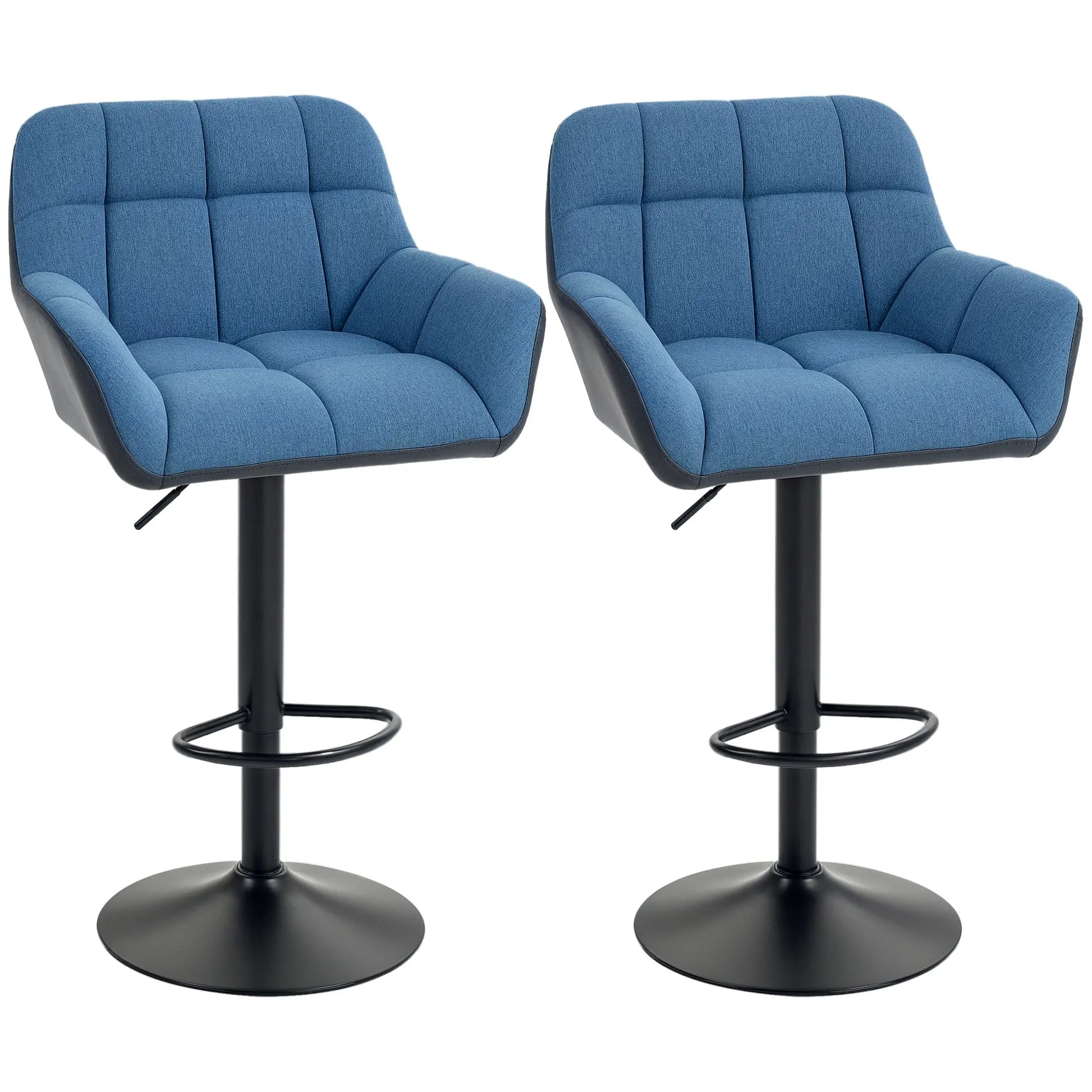 Swivel Barstools Set of 2, Adjustable with Footrest, Dark Blue Bar Stools at Gallery Canada