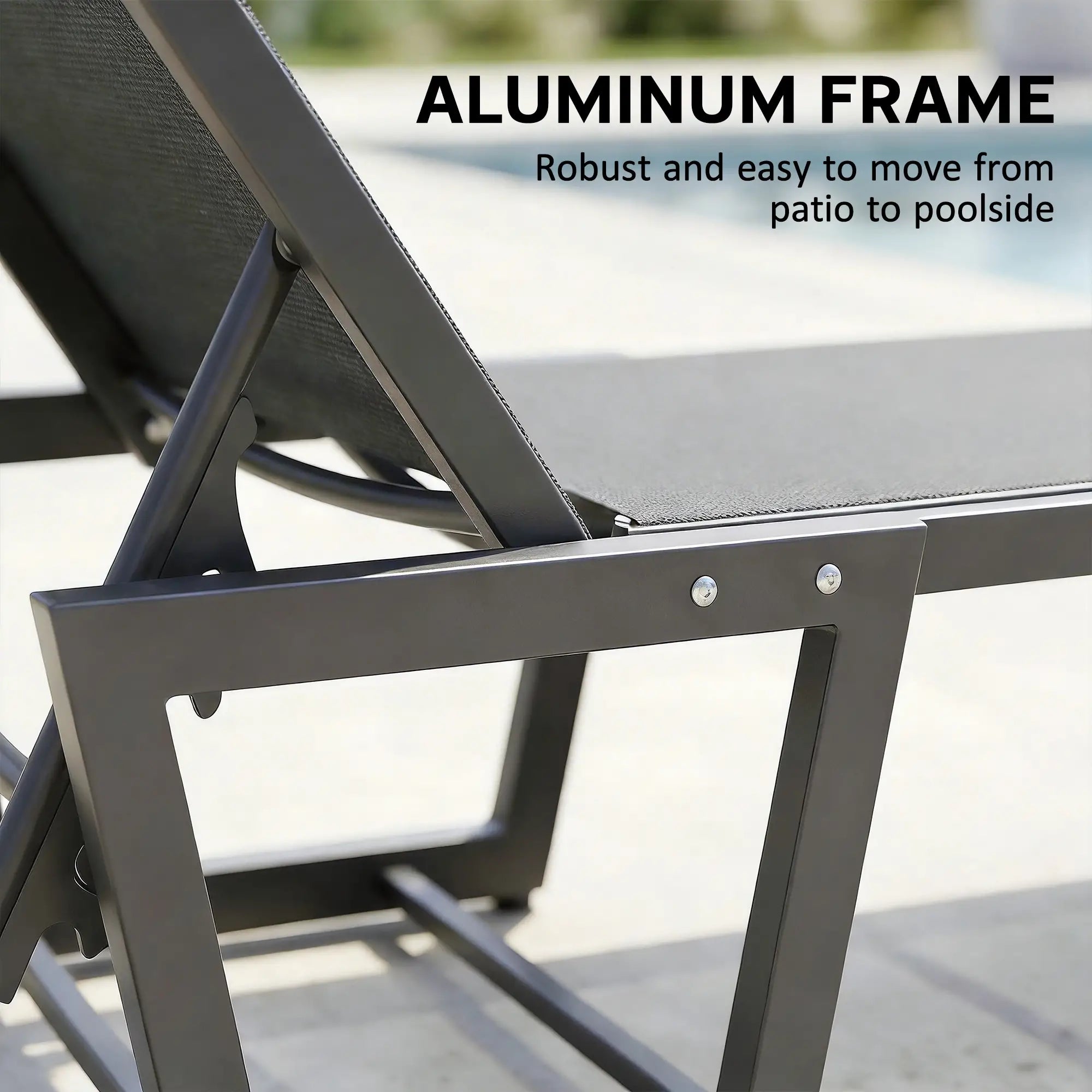 63 cm Wide Outdoor Lounge Chair, 4-Position Tanning Lounger, Dark Grey Lounger Chairs at Gallery Canada