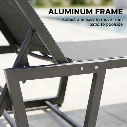 63 cm Wide Outdoor Lounge Chair, 4-Position Tanning Lounger, Dark Grey Lounger Chairs at Gallery Canada