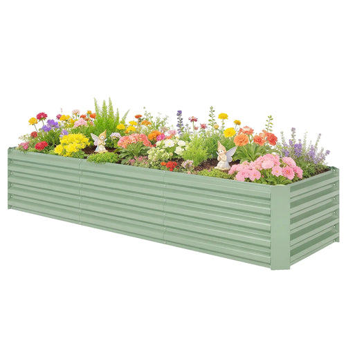8 x 2.6 x 1.5ft Galvanized Raised Garden Bed, Light Green Planter Box, Light Green