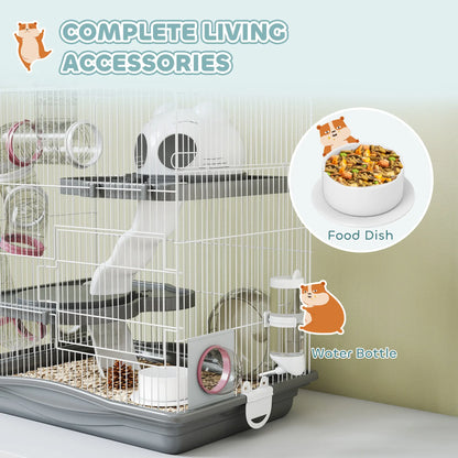 3-Tier Hamster Cage With Exercise Wheels, Grey Hamster Cages at Gallery Canada