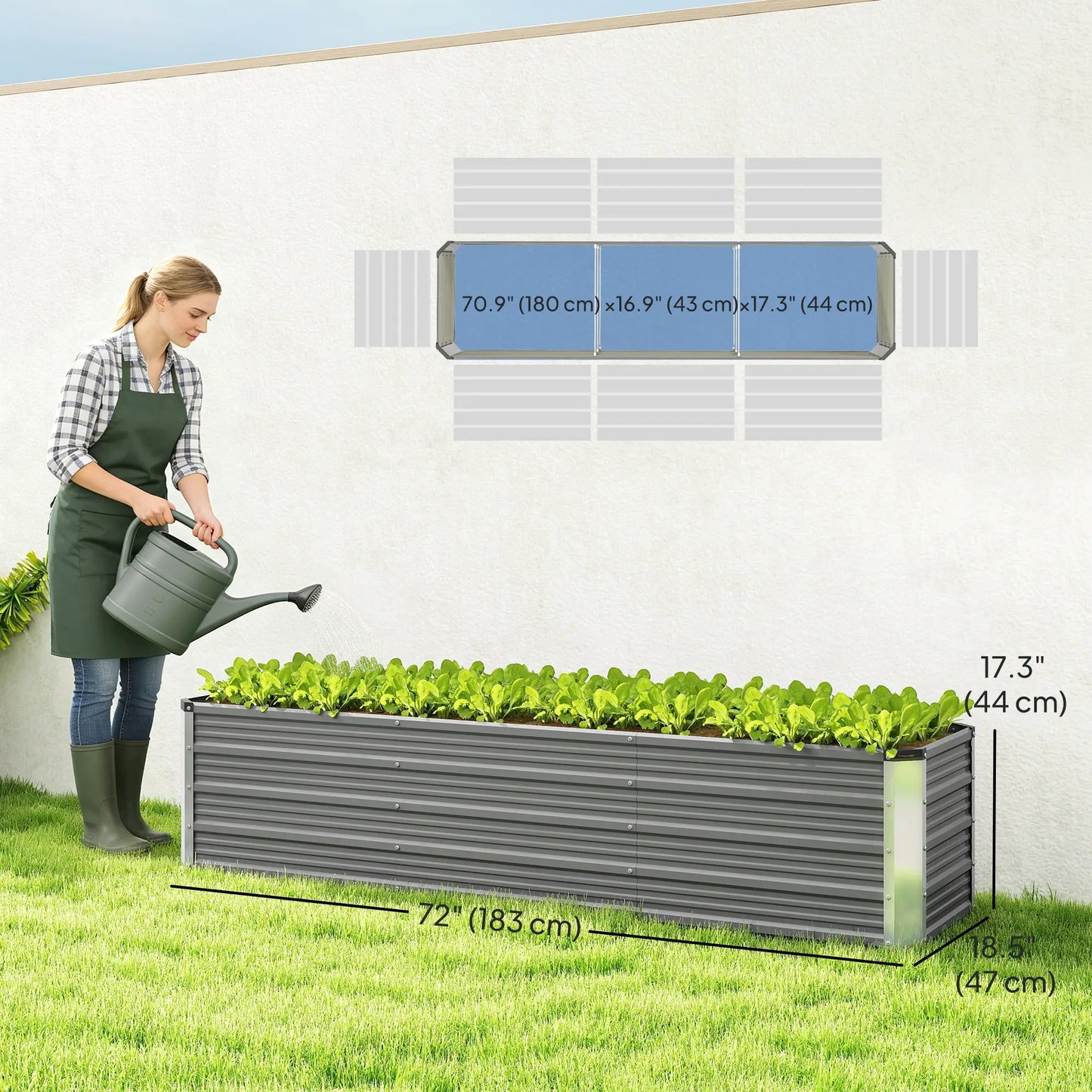 6' x 1.5' x 1.3' Galvanized Raised Garden Bed, Elevated Metal Planter Box, Light Grey Galvanized Planter Boxes at Gallery Canada