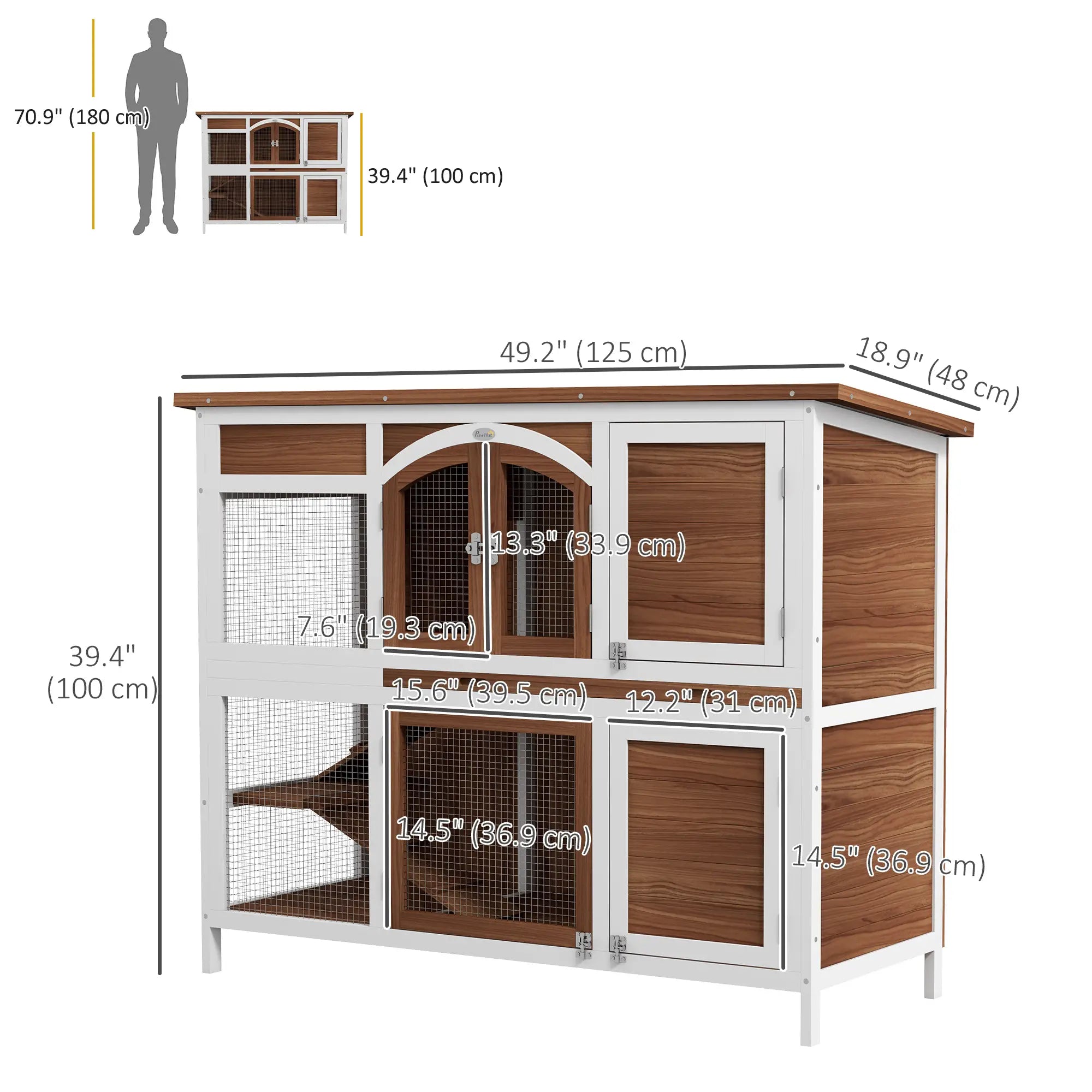 Two-Tier Wooden Rabbit Hutch, Openable Roof, Slide-Out Tray Rabbit Hutch at Gallery Canada