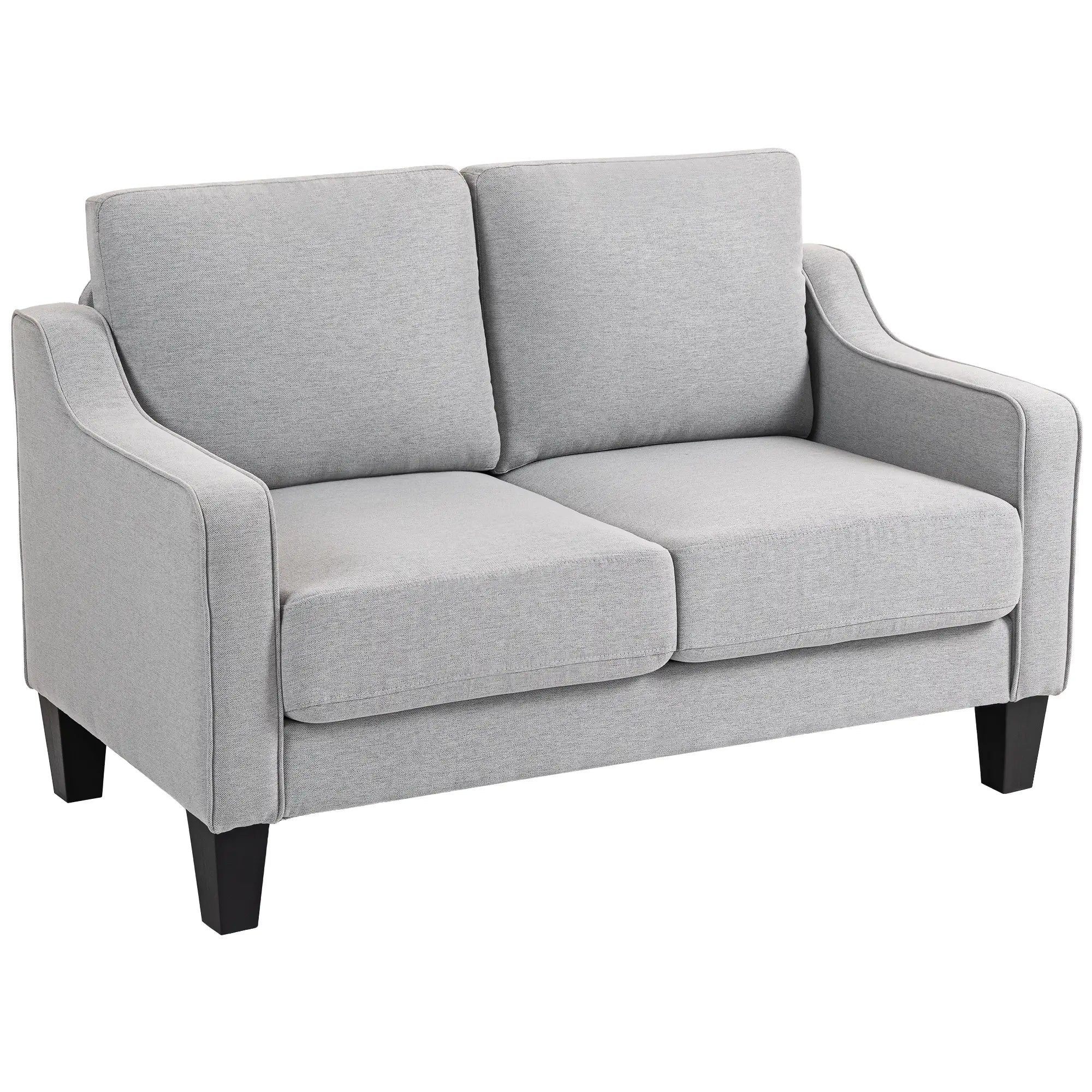 Modern Loveseat Sofa, Pocket Spring, Linen Upholstered, Light Grey 2-Seater Sofas Light Grey at Gallery Canada