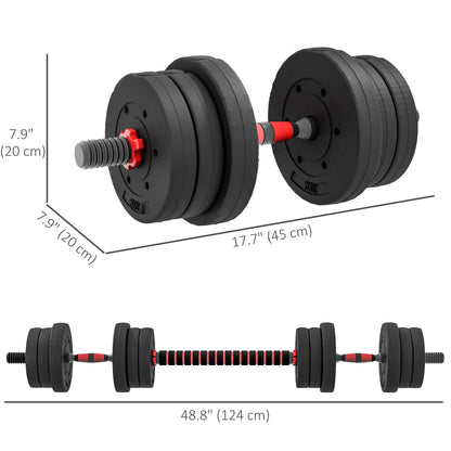 44lbs Adjustable Dumbbell Set, Hand Weights for Fitness, Black and Red Dumbbells & Barbells at Gallery Canada