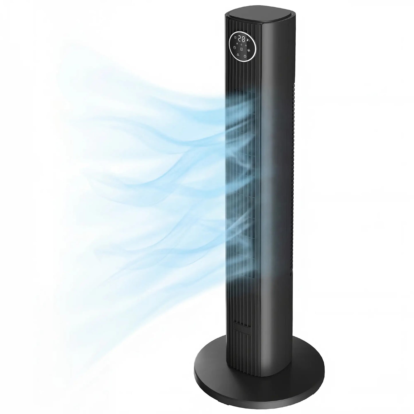 28dB Tower Fan, 12 Speeds, 4 Modes, 80° Oscillating, 12H Timer, Black Tower Fans Black, Silver at Gallery Canada