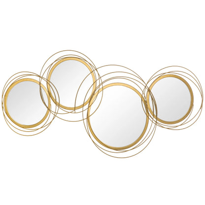 Metal Wall Art Circle Mirror, 42.25" W x 22" H, Gold Hand Painted Canvases at Gallery Canada