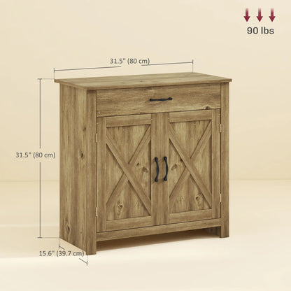Farmhouse Sideboard, Storage Cabinet with Barn Doors, Nature Wood Bar Cabinets at Gallery Canada