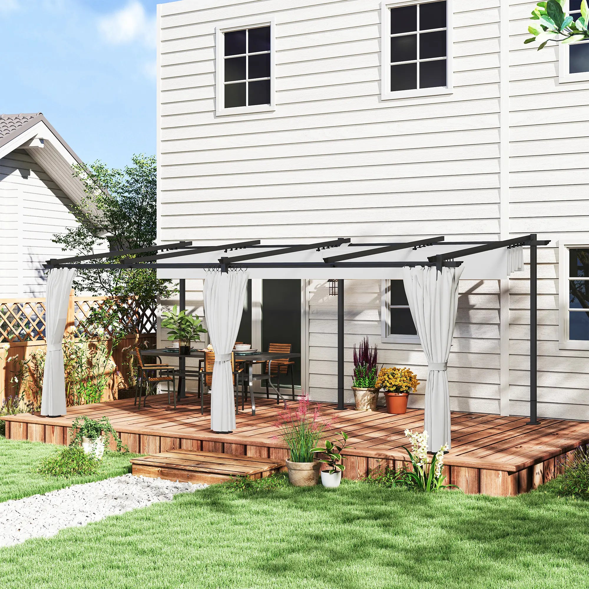 10' x 20' Metal Retractable Pergola Canopy With Sidewalls, Outdoor Gazebo UPF30+ Sun Shade Shelter Pergolas at Gallery Canada