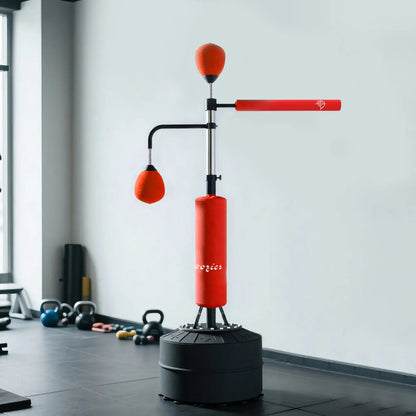 4-in-1 Free Standing Punching Bag, Adjustable Height, 2 Speed Balls, 360° Reflex Bar, Red Punching Bag Hangers at Gallery Canada