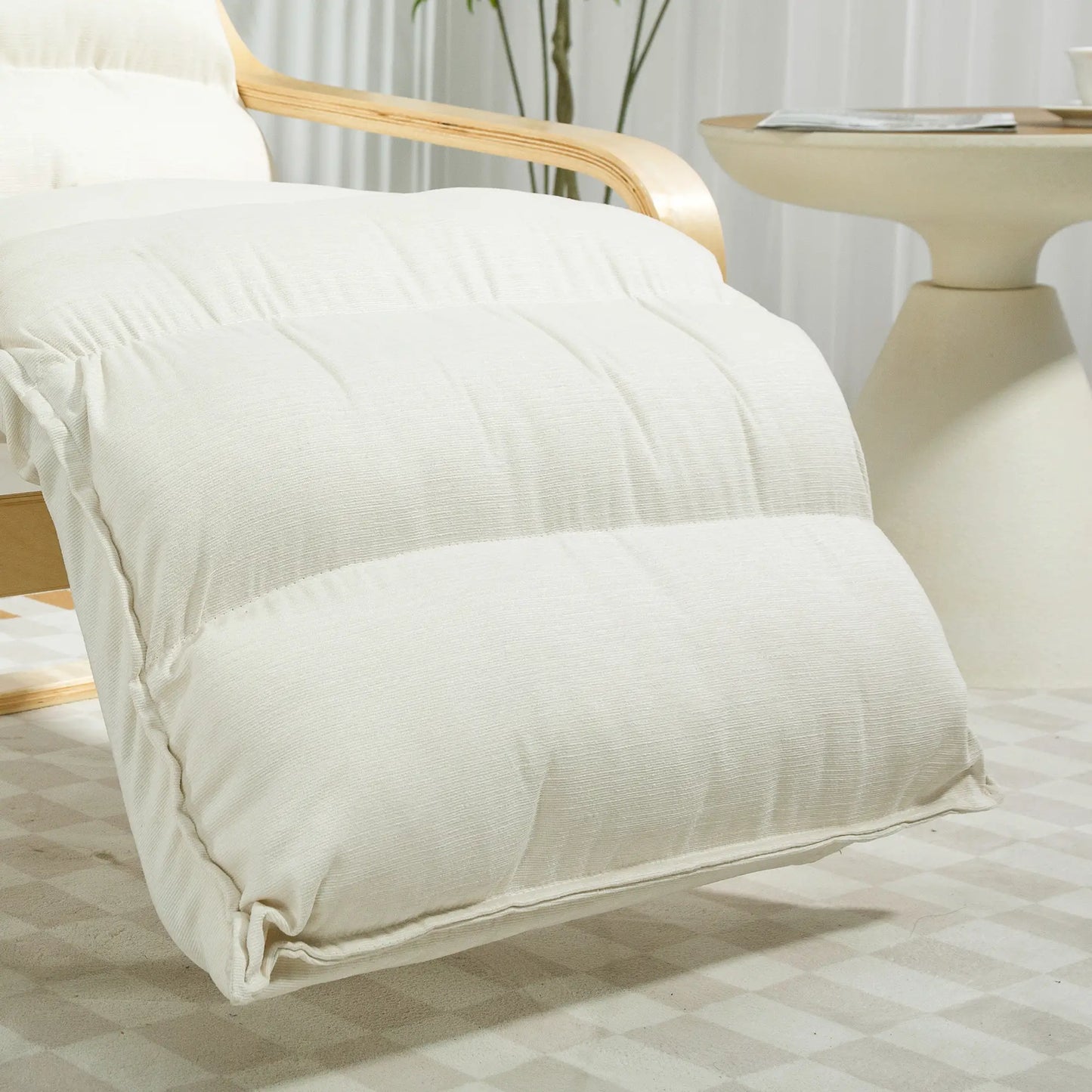 Accent Chair, Velvet Upholstered Living Room Chair with Footrest, Wood Frame, Cream White Accent Chairs at Gallery Canada