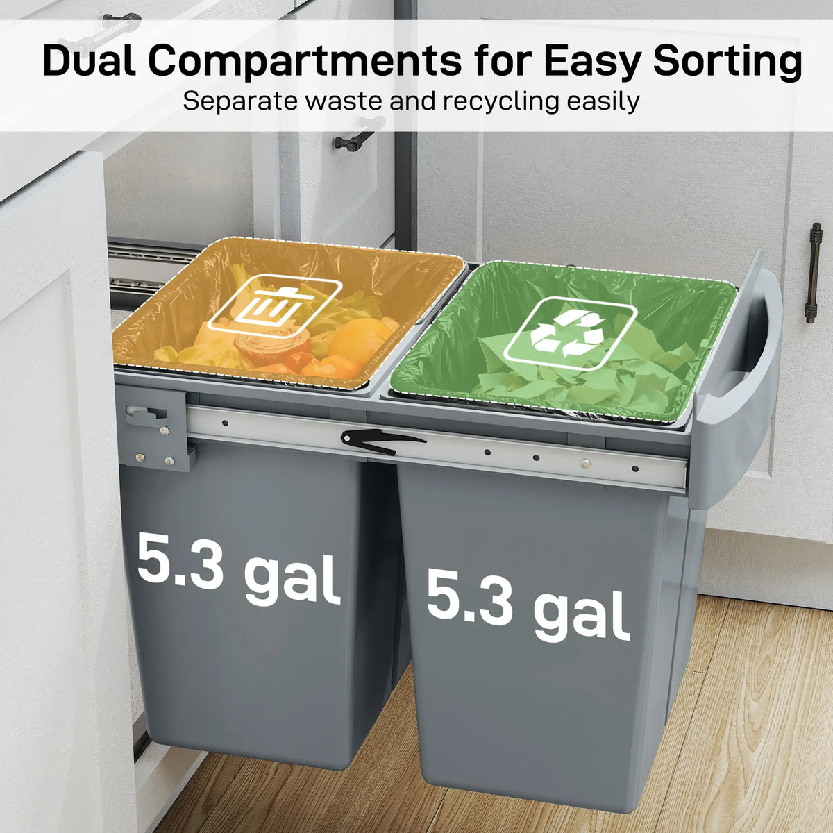 Pull Out Trash Can Under Cabinet, 10.6 Gallon, Grey Household Supplies at Gallery Canada