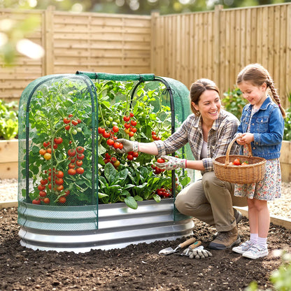 Galvanized Raised Garden Bed, Crop Cage Net Cover, Outdoor Planter Box Raised Garden Beds at Gallery Canada