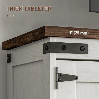 Farmhouse TV Stand for 65" TV, Barn Doors, Distressed White, White TV Stands at Gallery Canada