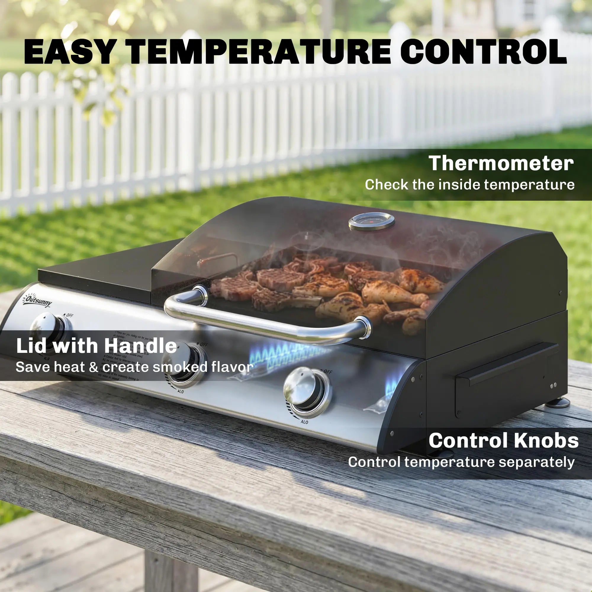 3 Burner Portable Propane Gas Grill Griddle, 28,500 BTU, Black Propane Gas Grills at Gallery Canada