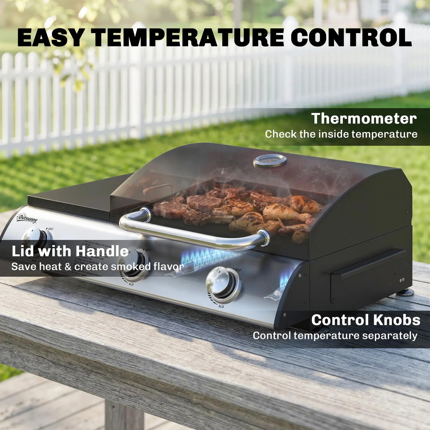3 Burner Portable Propane Gas Grill Griddle, 28,500 BTU, Black Propane Gas Grills at Gallery Canada