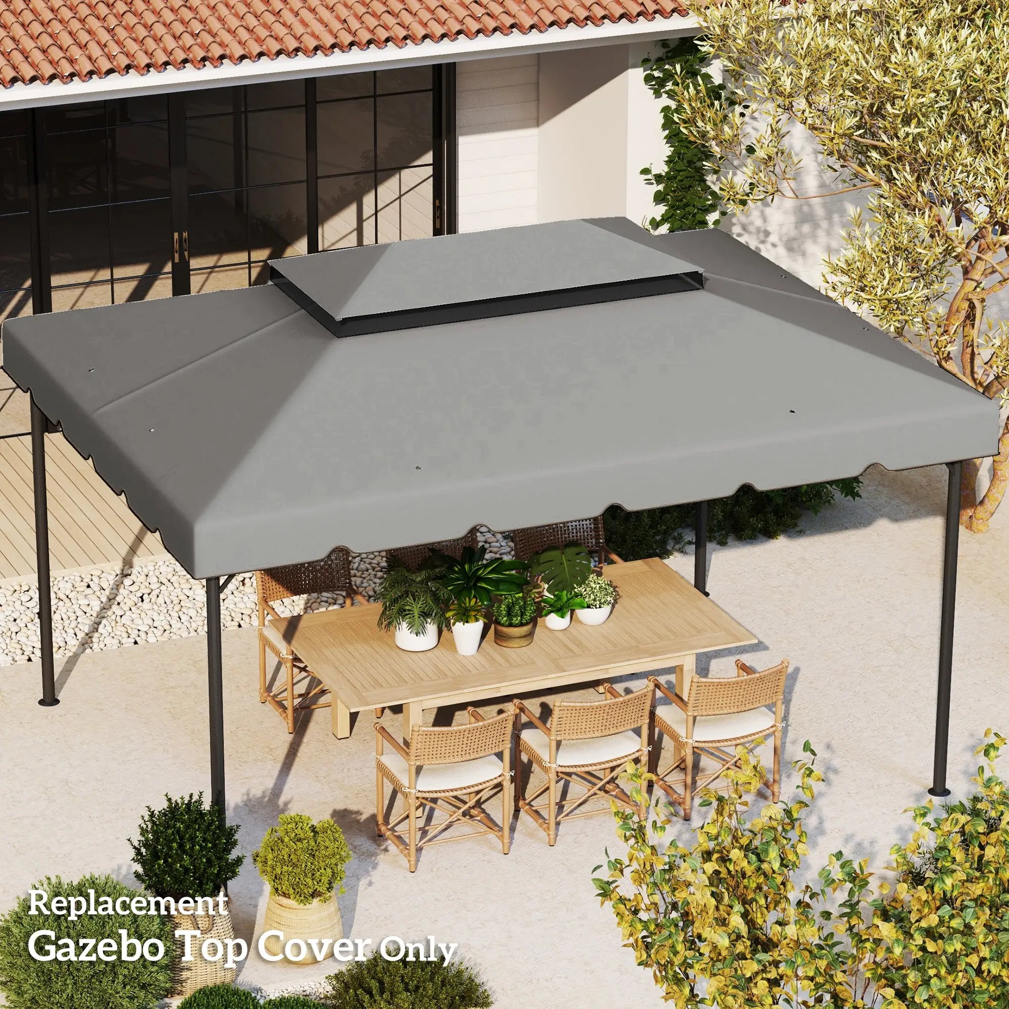 13' x 10' Gazebo Replacement Canopy, Double Vented Roof, Grey Gazebo Canopy Replacement at Gallery Canada