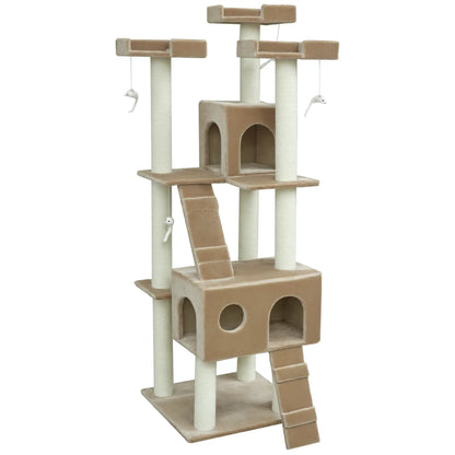 71-Inch Cat Tree, Pet Tower with Scratch Post, Condo, Beige Cat Towers Beige at Gallery Canada