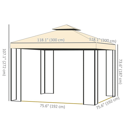 10'x10' Steel Patio Gazebo, Soft-Top, 2-Tier Roof, Beige Gazebos at Gallery Canada