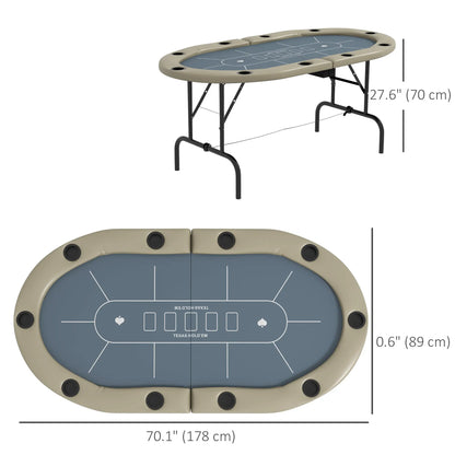 Foldable Poker Table, 70" Oval, With Cup Holders, Blue Game Tables at Gallery Canada