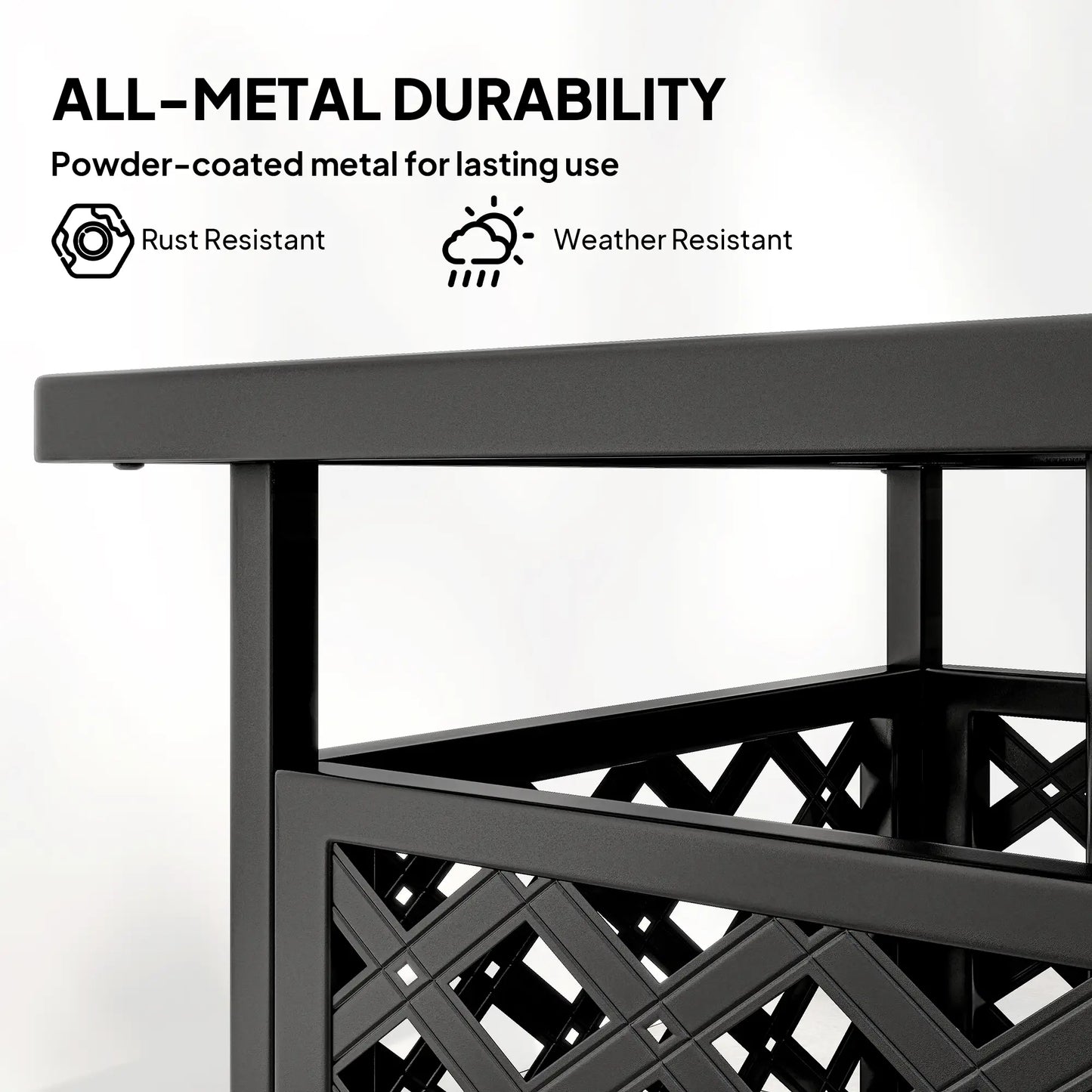 22" Outdoor Coffee Table, Metal Top, Slatted, Black Patio Side Tables at Gallery Canada