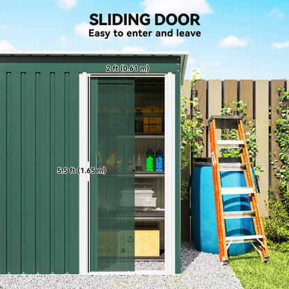 5 x 3 FT Outdoor Storage Shed, Steel Frame, Sliding Door, Green Sheds at Gallery Canada