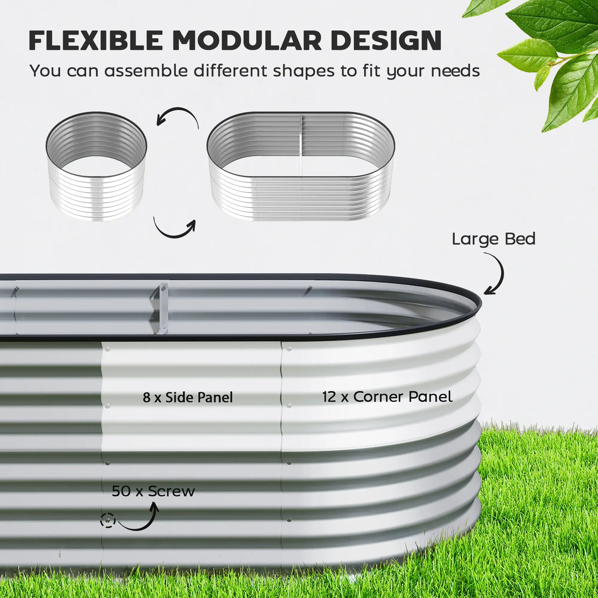Galvanized Raised Garden Bed, 5 x 2.5 x 2 ft, Oval Planter Box, Silver Galvanized Planter Boxes at Gallery Canada