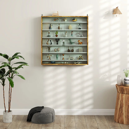 7-Tier Glass Curio Cabinet, 2 Glass Doors, 6 Adjustable Shelves, Rustic Brown Display Bookshelves at Gallery Canada