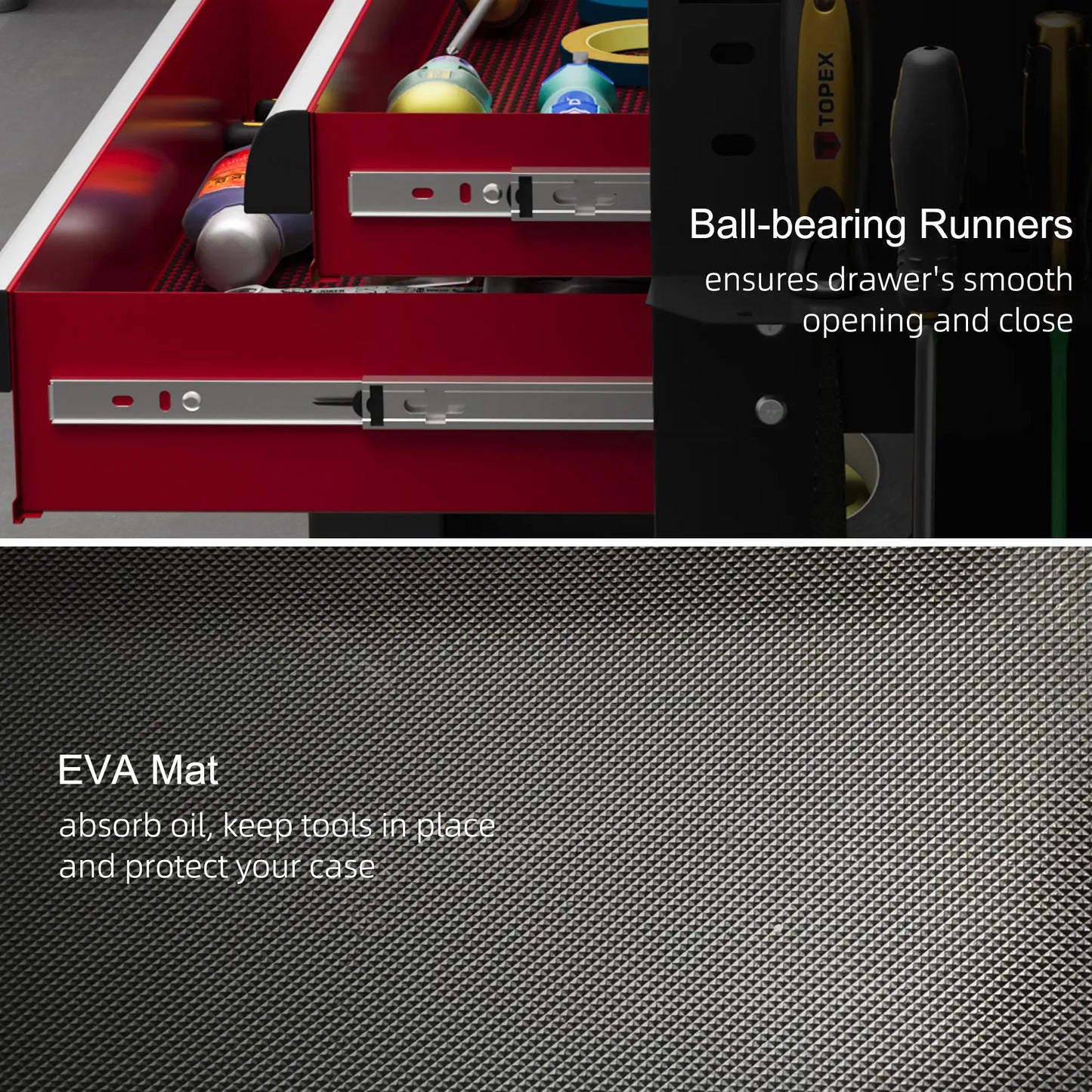 Tool Cart on Wheels, 2 Drawers, Lockable Flip Top, Black Tool Organizers at Gallery Canada