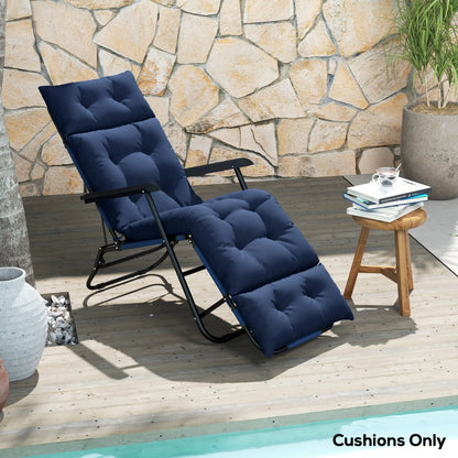 Tufted Thick Outdoor Chaise Lounge Cushion, 74.8" x 22" x 4", Navy Blue Patio Chair Cushions at Gallery Canada