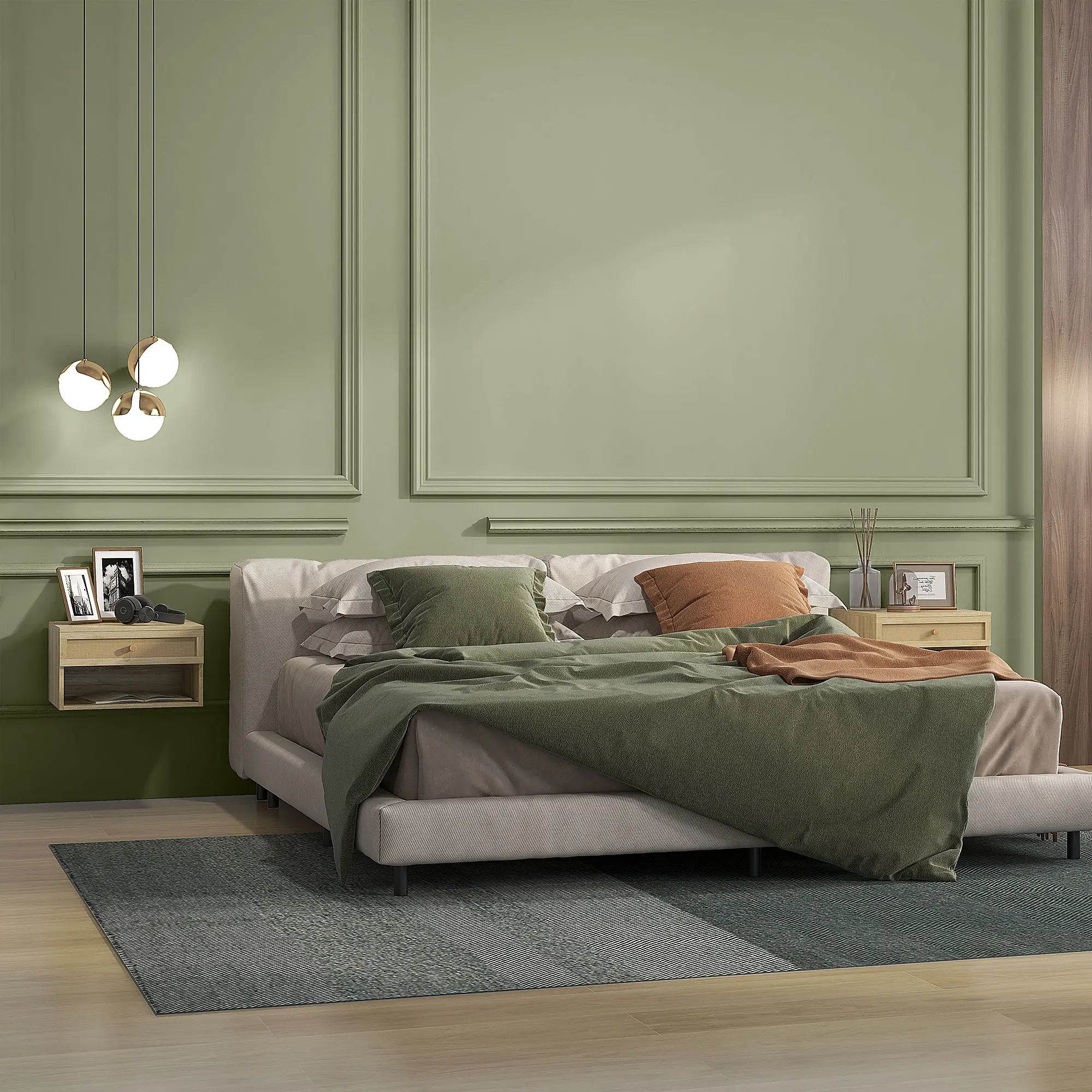 Floating Nightstand Set of 2, Wall Mounted Bedside Table with Drawer, Natural Wood Bedside Tables at Gallery Canada