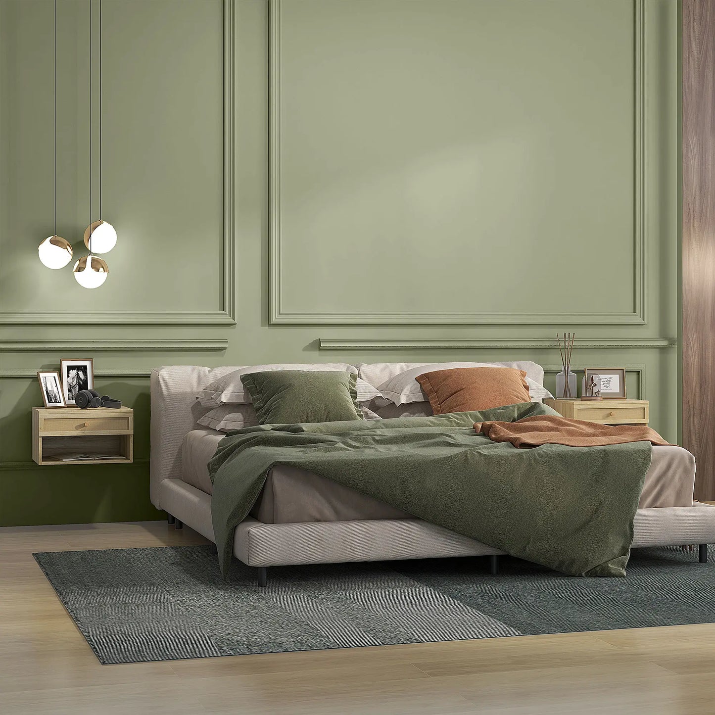 Floating Nightstand Set of 2, Wall Mounted Bedside Table with Drawer, Natural Wood Bedside Tables at Gallery Canada